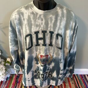 Ohio State 1976 Crewneck Sweatshirt Tie Dye Blue Large